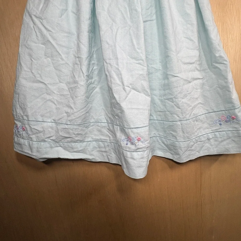 Sophie & Lucas Girls Blue Embroidered Ruffle Dress Size 6 SL3418 Sash Back